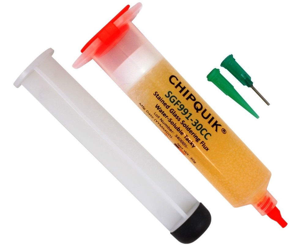 Specialty :: Solder Paste / Flux :: ChipQuik Stained Glass Soldering Tacky  Flux - Water-Soluble 30g/30cc Syringe
