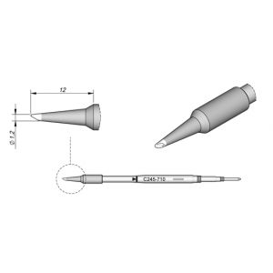 C245-710 (1.2mm x 12mm) JBCTools Angled Soldering Cartridge