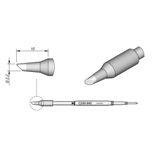 C245-945 Angled (2.2mm x 10mm) JBC Tools Angled Soldering Tip Cartridge